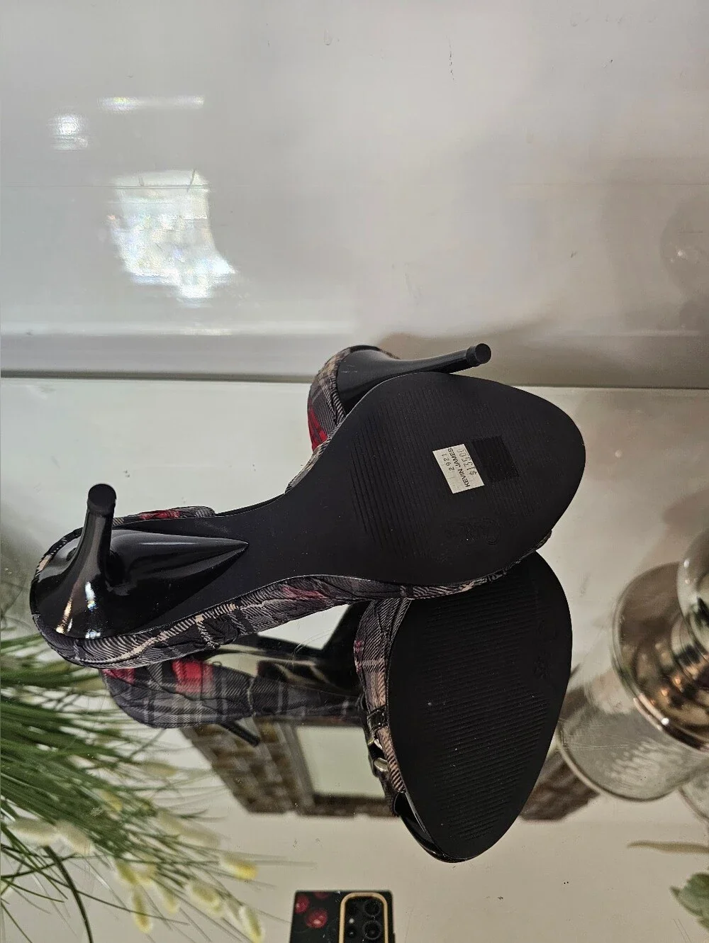Vintage Y2k Carlos by Carlos Santana Women's Plaid Open-Toe Heels  Sz8.5 NIB - Picture 5 of 7